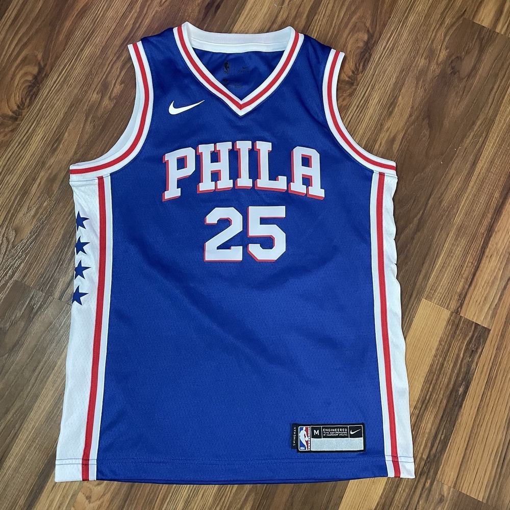 Nike Youth M NBA Philadelphia 76ers PHILA Ben Simmons #25 Swingman Jersey Blue